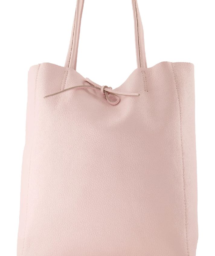 Lederen shopper in zachtroze