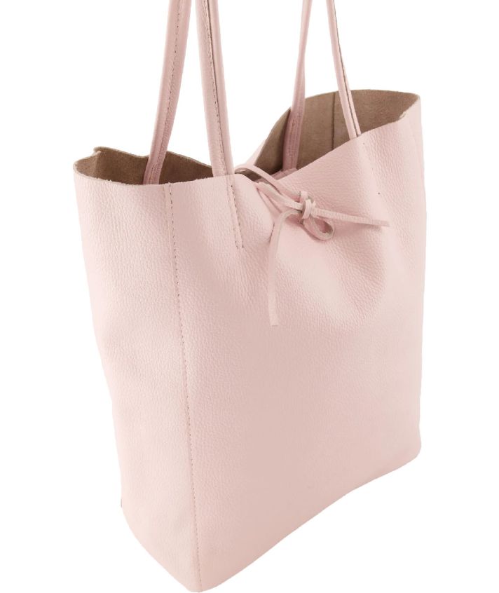 Lederen shopper in zachtroze