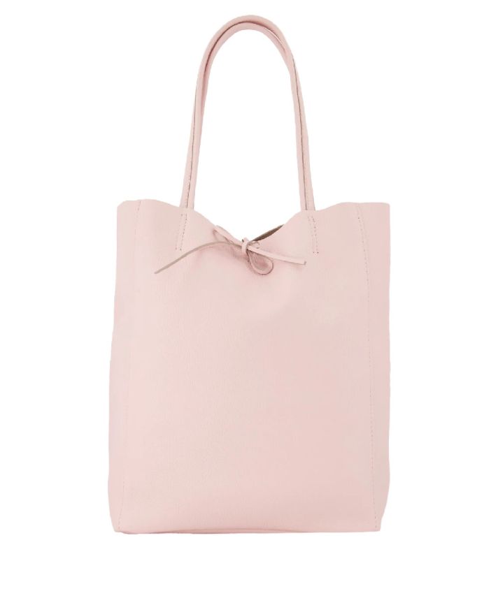 Lederen shopper in zachtroze
