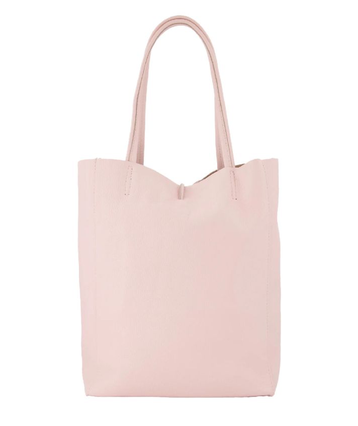 Lederen shopper in zachtroze
