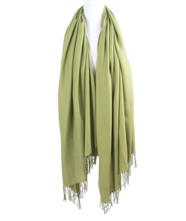 Soepelvallende effen lindegroene pashmina sjaal