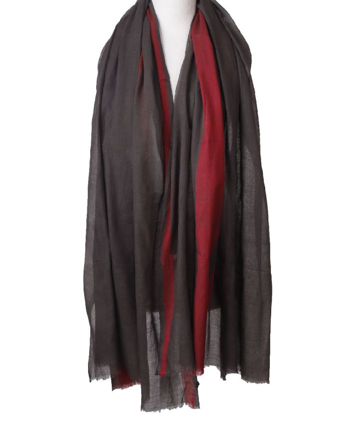 Sjaal van katoen – donker taupe & rood