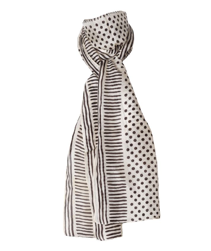 Polkadot zijde sjaaltje in ecru