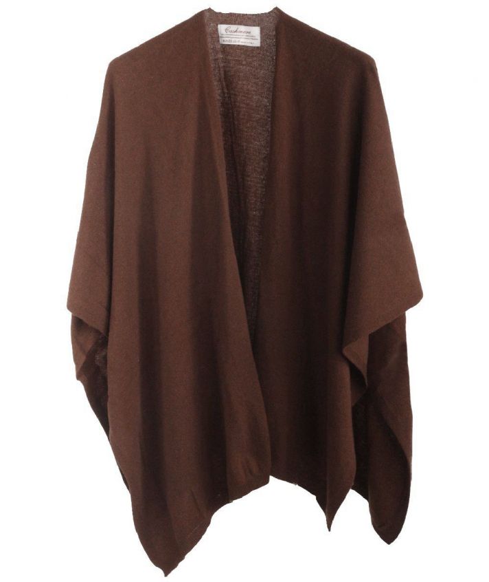 Kasjmier-blend omslagdoek in kastanjebruin