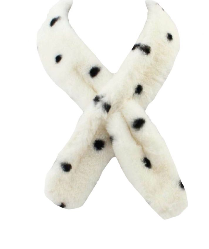 Smalle ivoorkleurige polka dot bont das/sjaal