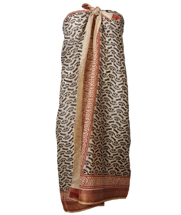 Sarong met ornament print in zwart