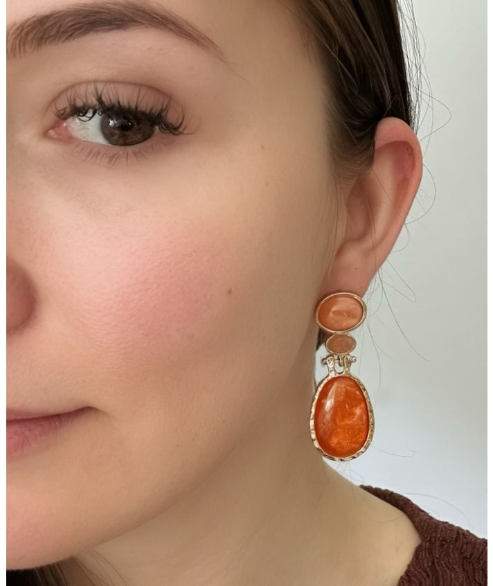 Statement stones oorbellen in oranje