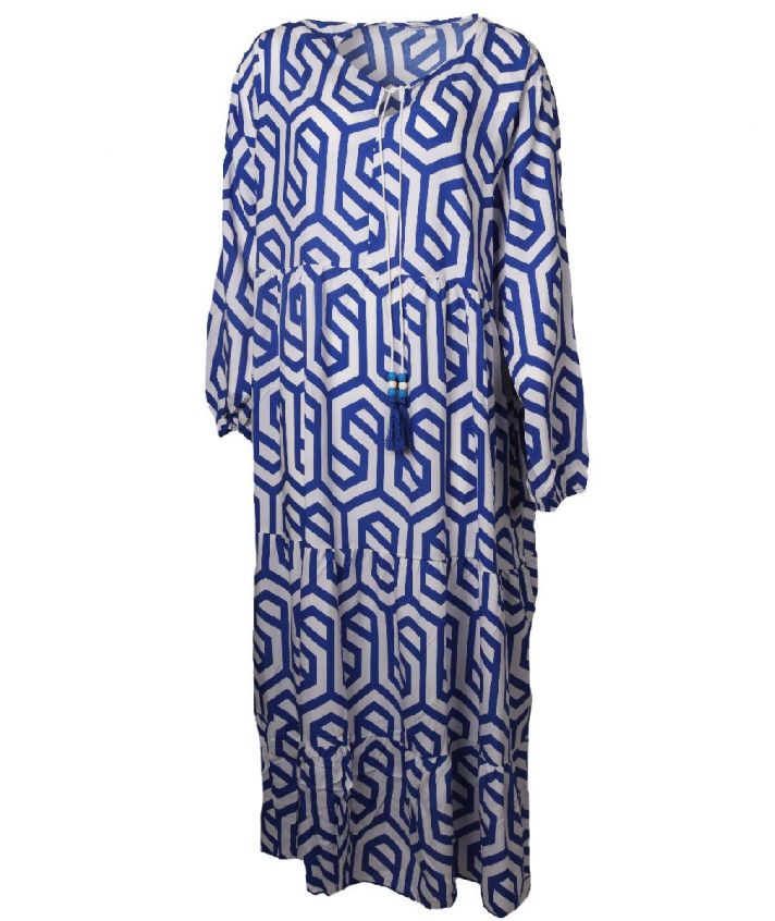 Maxijurk met ornament print in biljartgroen
