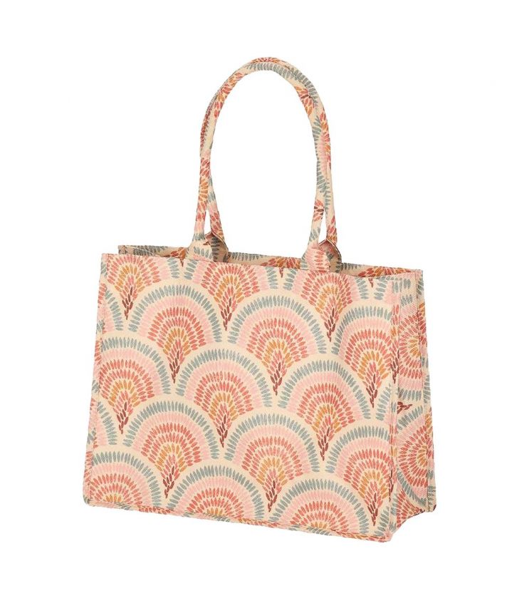 Strandtas met ornament print in zachtroze
