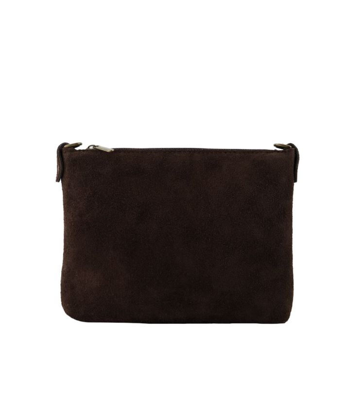 Suède crossbody tas in donkerbruin