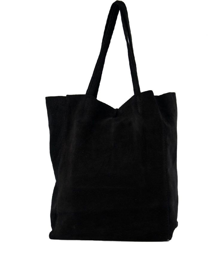 Suède shopper in zwart