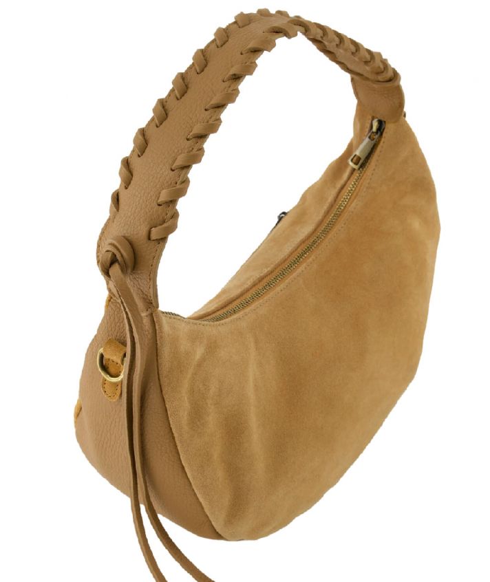 Ava suéde handtas in camel
