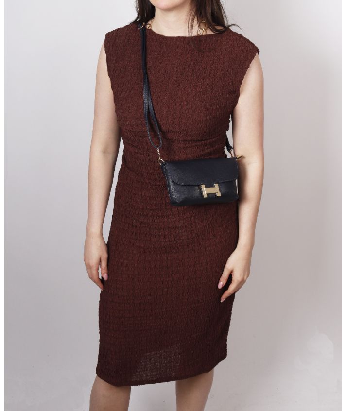 Helene lederen clutch in donkerblauw