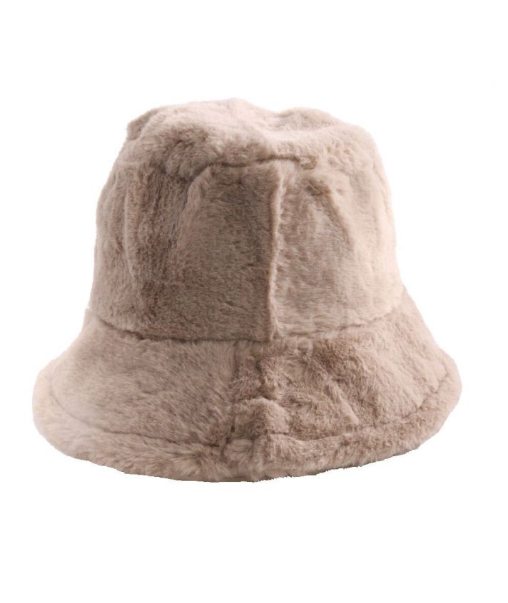Kunstbont bucket hat in beige