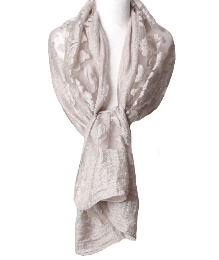 Stola van doorschijnend jacquard kant