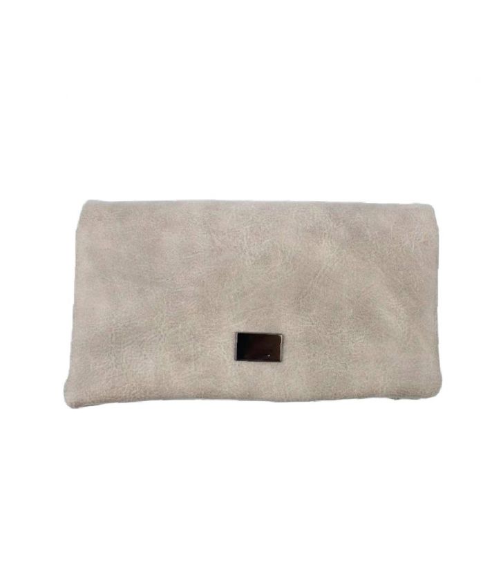 Taupe kleurige portemonnee met metallic detail