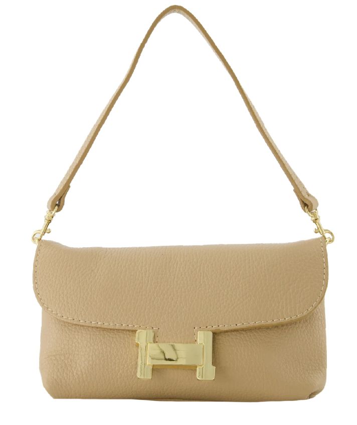 Helene lederen clutch in taupe