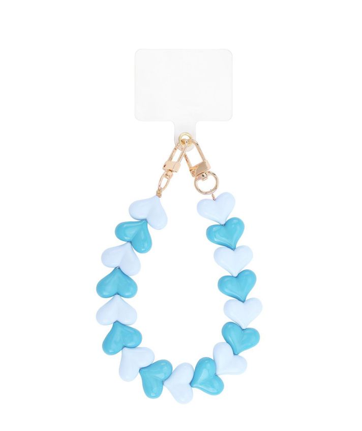 Telefoonkoord met hartjes in turquoise