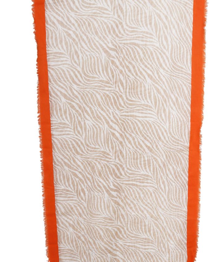 Linnen sjaal met tijgerprint met oranje rand