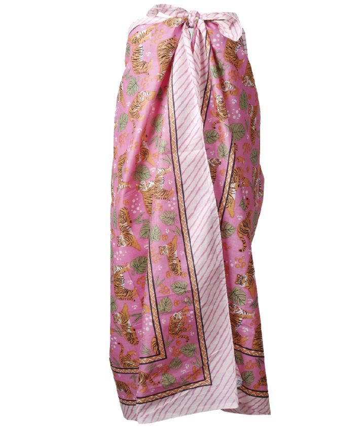 Roze sarong met tijgerprint
