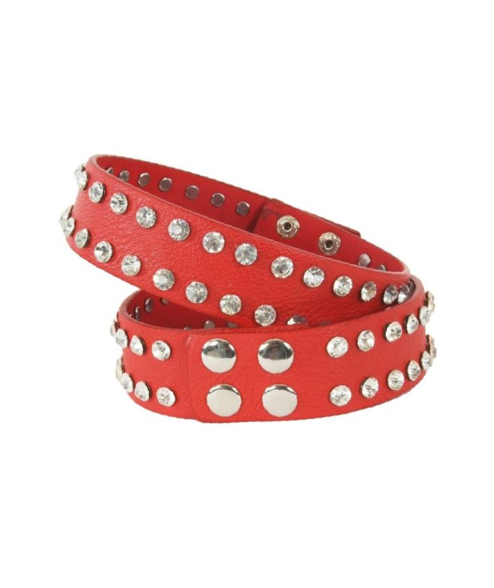 Trendy set rode lederen laars riempjes