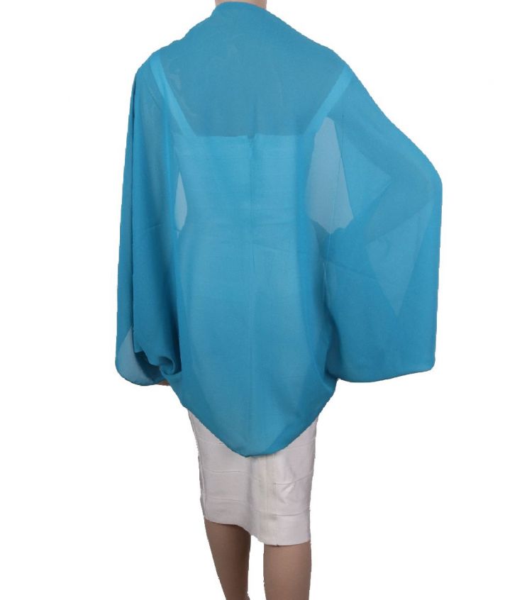 Turquoise bolero stola van crêpe voile