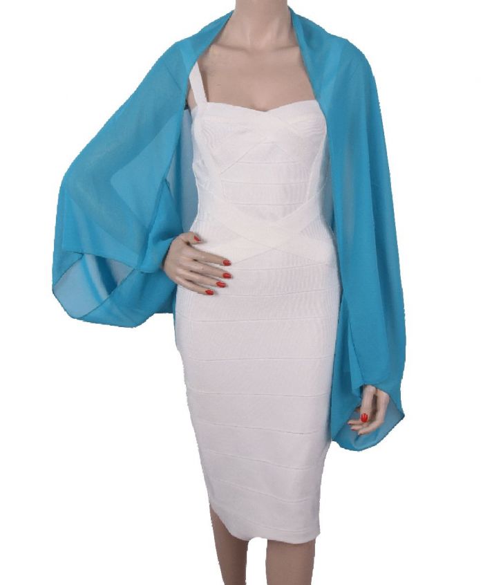 Turquoise bolero stola van crêpe voile