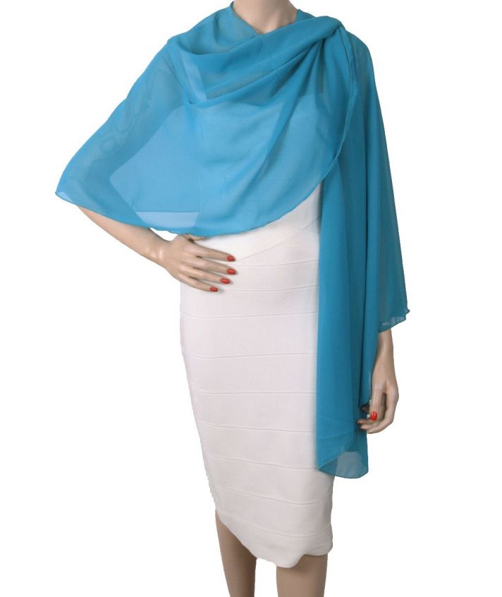 Donker turquoise soepelvallende cape stola