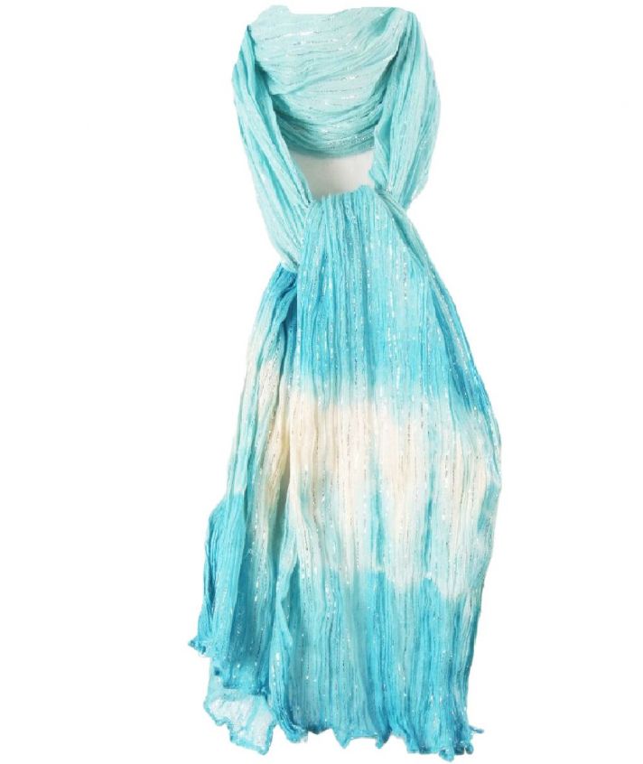Turquoise crushed katoenen sjaal