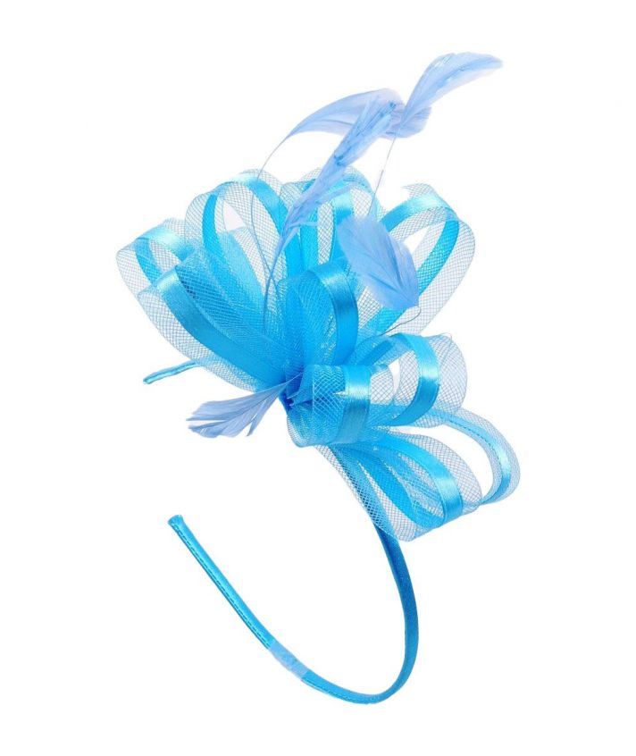 Turquoise haaraccessoire op diadeem met tule/satijn bogen