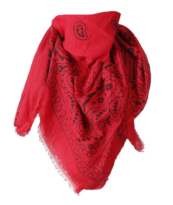 Vierkante XL sjaal in rood met bandana print