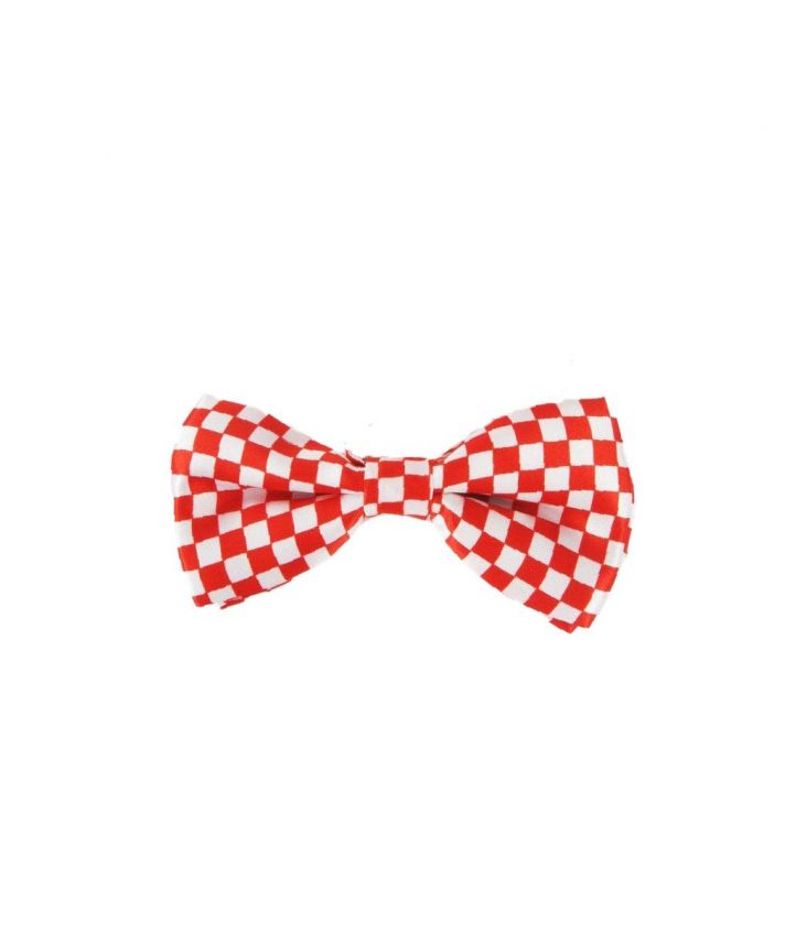vlinderstrik met rood wit blok ruitje