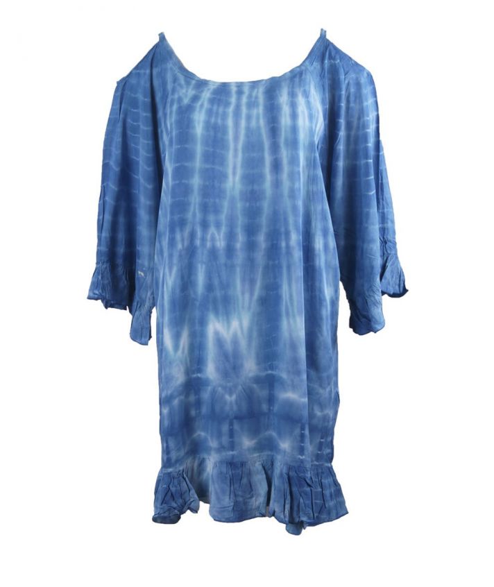 Cold-shoulder tuniek in jeansblauw