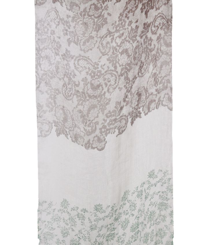 Witte linnen sjaal met floralprint