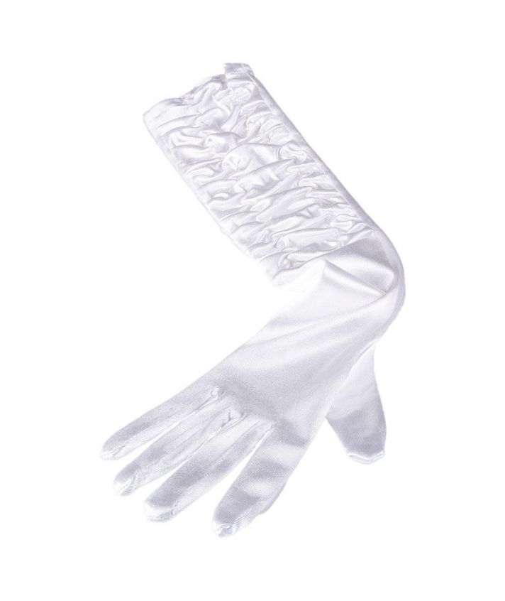 Witte lycra satijnen gesmokte avondhandschoenen
