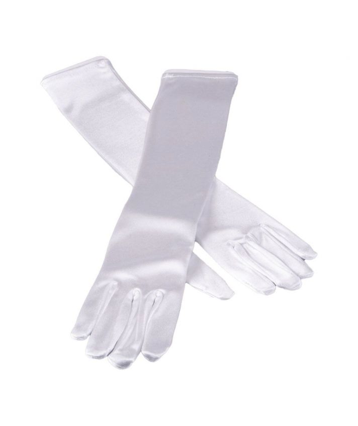 Witte satijnen avondhandschoenen met stretch