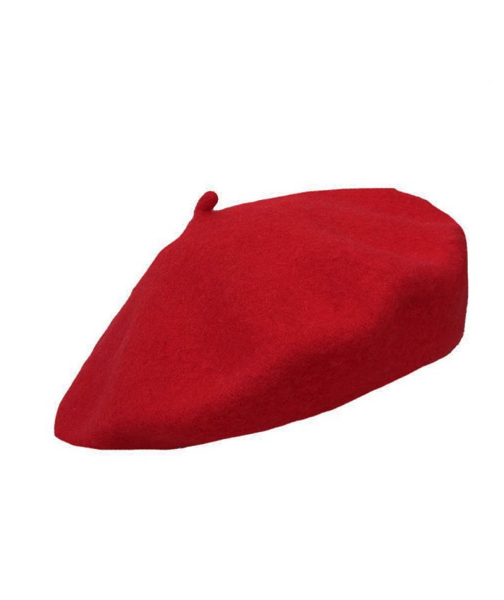 Wollen baret in rood