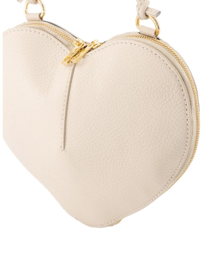 Abby hartvormige grain lederen crossbodytas in lichtbeige