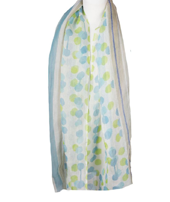 Zijde-katoenen sjaal – lime & turquoise