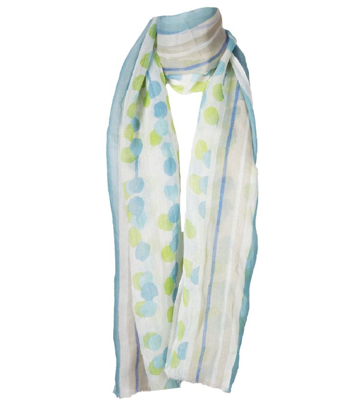 Zijde-katoenen sjaal – lime & turquoise