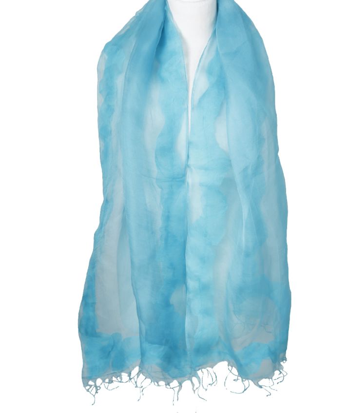 Turquoise zijden organza stola
