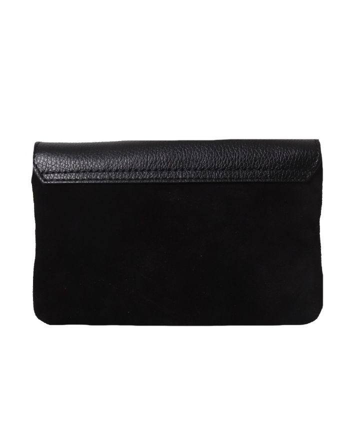 Jolie clutch in suède & leer in zwart