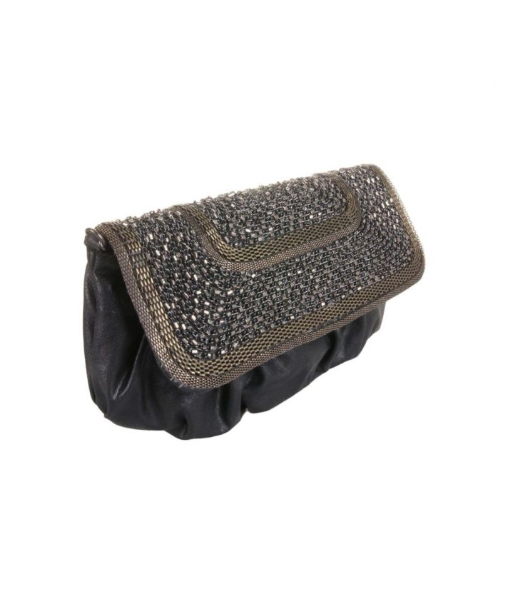 Zwarte immitatie leren clutch