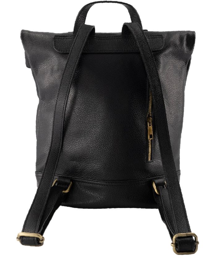 Elza lederen rugtas in zwart