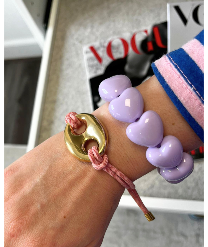 Chunky hartjes armband in lichtbeige