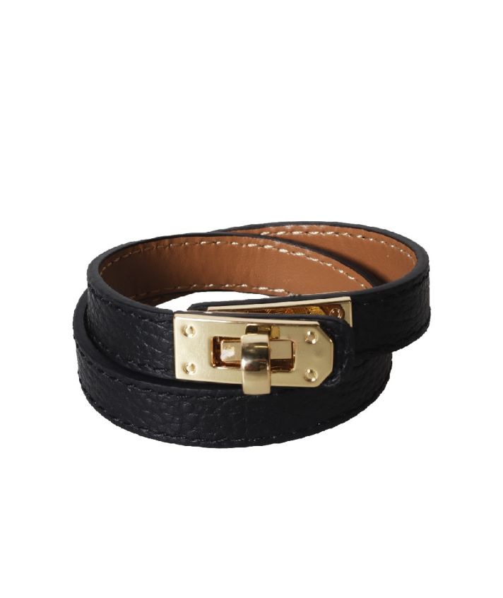 Yara lederen armband in zwart