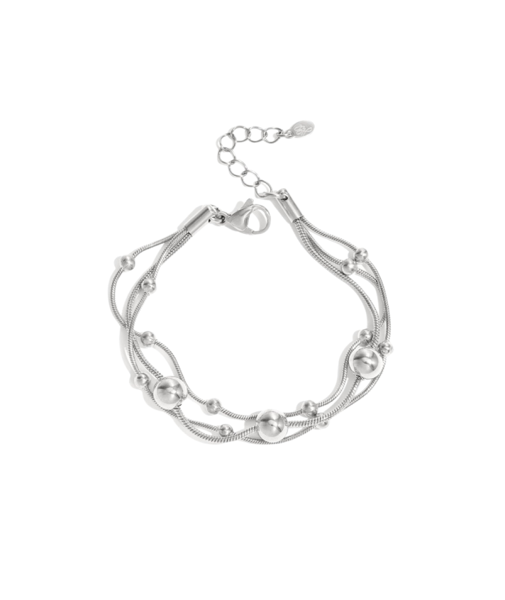Armband met vergulde bolletjes in zilver