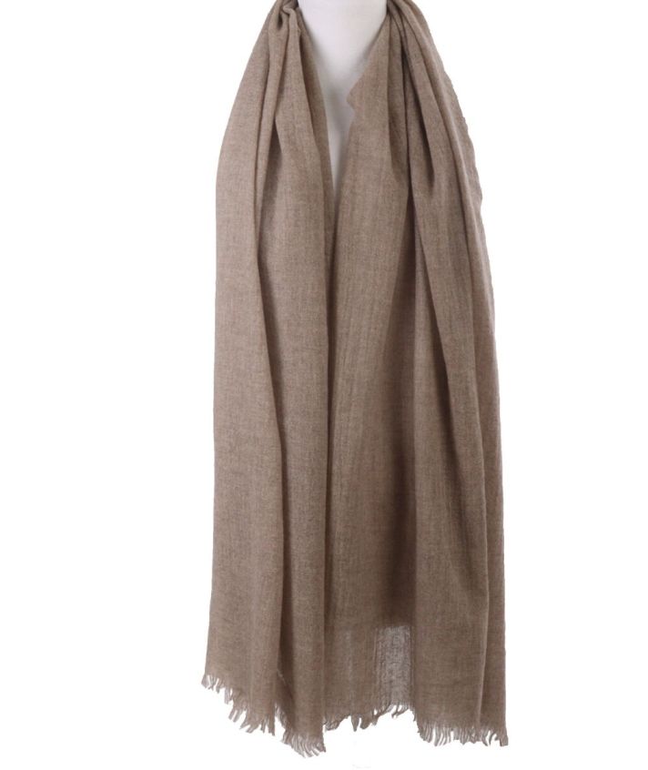 Stola/sjaal van 100% kasjmier in taupe