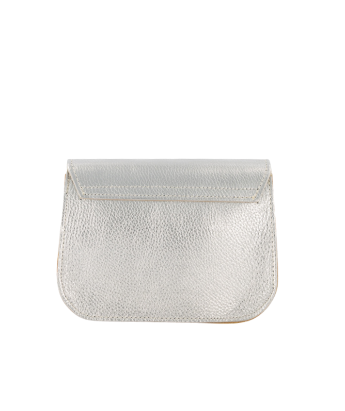 Claire metallic crossbody lederen tas in zilver
