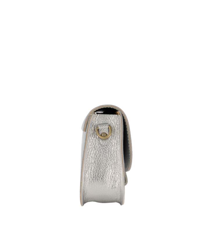 Claire metallic crossbody lederen tas in zilver